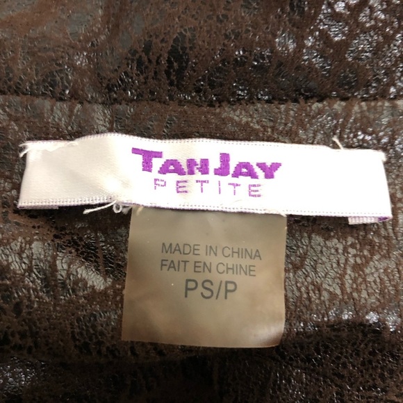 Women’s Brown Faux Leather Gold Studded Blazer. Size Small/Petite. - Picture 8 of 10